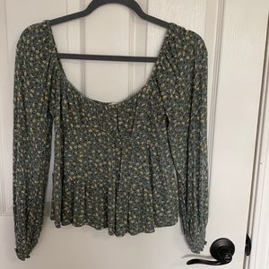 Flowy Tiered Blouse, Green.